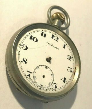 Antique FÉDÉRALE Silver Plated,  Pocket Watch,  15 Jewels,  Federale 3