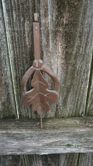 Antique German Black Forest Carved Oak Leaf Style Cuckoo Clock Pendulum