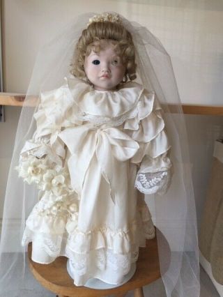 Rare Vintage Porcelain " The Bride " Doll By Pauline Bjonness Jacobsen