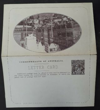 Rare 1914 - Australia 1d Deep Prpl Preprinted Kgv Letter Card Rundle St,  Adelaide