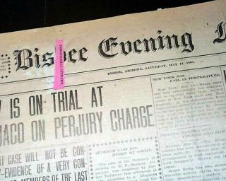 Rare Bisbee Az Cochise County Arizona Territory 1907 Old Newspaper