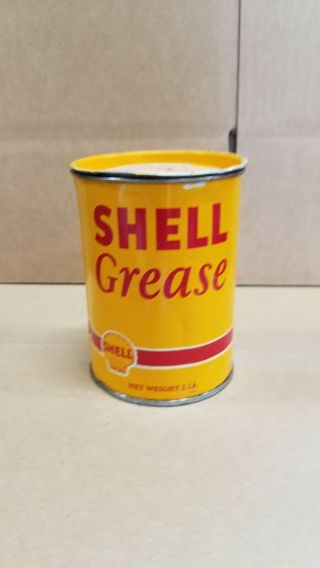 Rare Vintage Shell Grease 1 Lb Pound Can Lubricant Gas Oil Petro