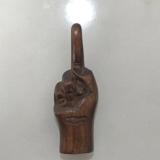 Vintage Wooden Carved Middle Finger Flipping The Bird Folk Art 4” Figurine