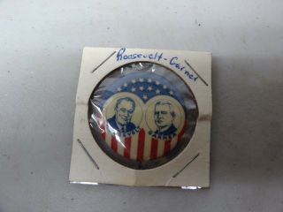 Old Rare Vintage Political Pinback Button Roosevelt Garner Pin