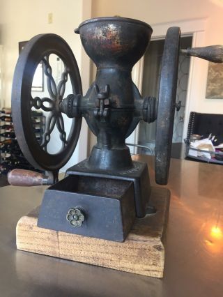 Rare Antique Cast Iron Enterprise Coffee Grinder Mill No.  2 Paint