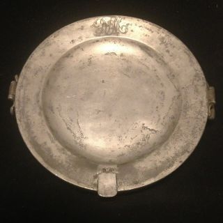 18th Century Antique English Pewter 9 1/2 " Hot Water Plate,  Hallmarked And Rare