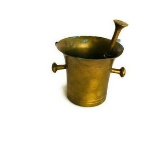 Mortar And Pestle Antique Rare Vintage Brass Copper