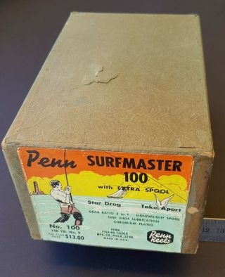 Rare Vintage Penn Surfmaster 100 No.  9 Box & Lid Only - (ref - N1225)