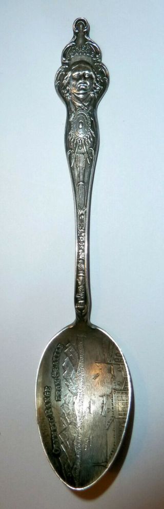 1910s Silver Spoon Native American Indian Design Seattle Wa Olympic Range Chief