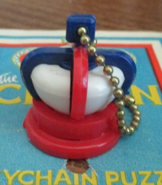 Vintage British Crown Plastic Keychain Puzzle Rare