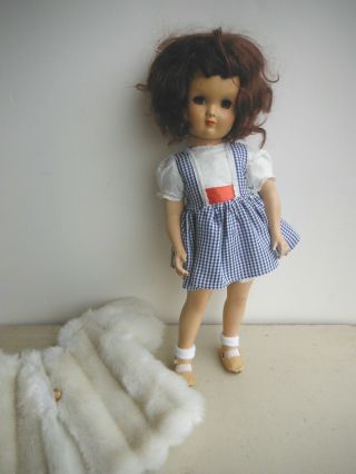 Vintage Shrley Temple Doll 17 " Brown Sleep - Eyes - Hard Plastic