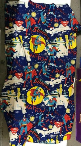 Superman D.  C Comics Vintage Rare Cloth Material Curtain From 1960 