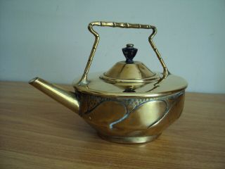 A Small Vintage Art Nouveau Arts And Crafts Brass Kettle