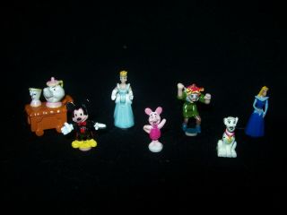 Polly Pocket 7 Disney Figures (cinderella,  Piglet,  Hunchback,  Micky Mouse)