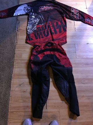 metal mulisha jersey and pant combo mx/atv red and black rare 2