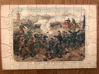 Rare 19th French Jigsaw Military Battle Of St Quentin Franco Prussian War