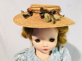 Vintage 1950s Madame Alexander Cissy Doll Straw Hat With Flowers