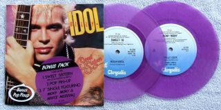 Billy Idol Sweet Sixteen Rare Australian 2x7 " Purple Vinyl Poster Sleeve