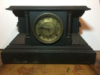 Antique 19th Century Pendulum Mantle Clock W/ Columns & Lion Heads