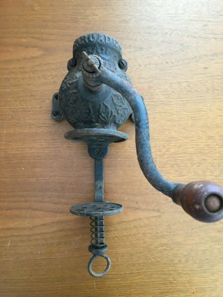 Antique Arcade Crystal Cast Iron Coffee Grinder Wall Mount No Glass
