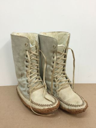 Antique Vintage Leather Snowshoes Unisex Moccasin Usable Or Decor Unknow Size
