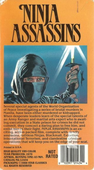 Ninja Assassins RARE VHS Print CULT,  B - MOVIE Leo Fong,  Cameron Mitchell 2