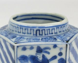 D201 Chinese hexagonal small pot of old blue - and - white porcelain of Qing Dynasty 2