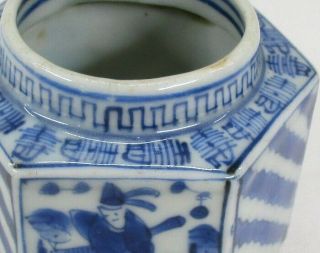 D201 Chinese hexagonal small pot of old blue - and - white porcelain of Qing Dynasty 3