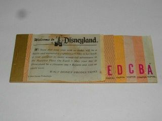 Rare Vintage Disneyland Ticket Or Coupon Book.  Hard To Find With A - E