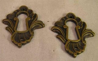 5 French Cast Brass Escutcheons Key Hole Covers Cabinet Furniture Hardware