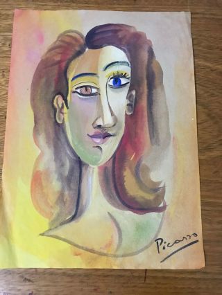 Picasso Vintage - Art Drawing Of Pablo Picasso Signed Paper