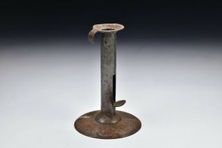 Early Wrought Tin Hogscraper Push Up Candlestick 18th / 19th Century 1