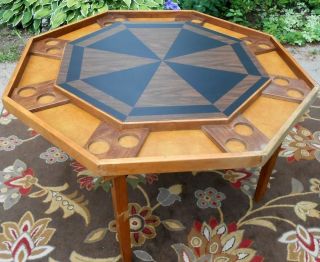 Rare Vtg Mid Century Modern Wood Folding Karlit Game Table Sweden Multi - Purpose