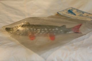 Rare Vintage Bear Creek Pike Spearing Decoy Natural Pike Lure 6 " In Package