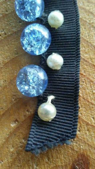 Vintage sky blue Crackle Glass button set of 12. 2