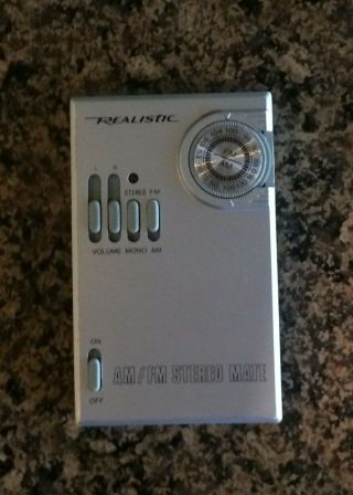 Realistic Am/fm Stereo Mate 12 - 119 Portable Pocket Radio Rare