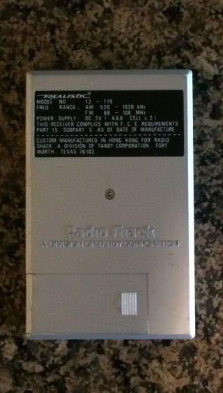 Realistic AM/FM Stereo Mate 12 - 119 Portable Pocket Radio RARE 2
