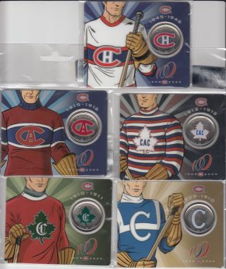 Canada 1909 - 2009 Montreal Canadians 50c Colorized Coins 2 To 6 With Rare 2