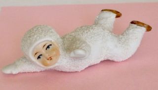 Charming Antique German Bisque Snowbaby Lying On His Tummy