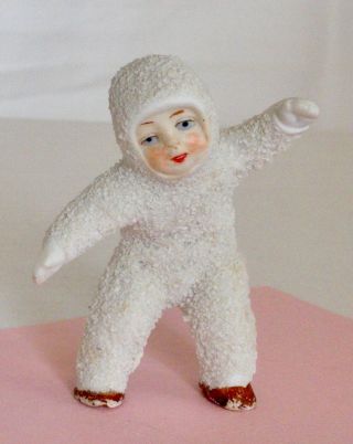 Charming Antique German Bisque Standing Snowbaby Or Will Lay On One Side