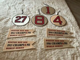 Rare Vintage Antique Boston Red Sox Pennants Flags And Retired Numbers Set Of 8