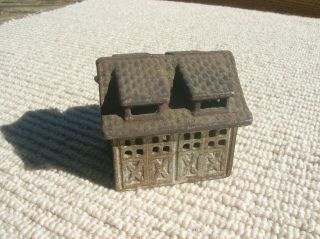 Vintage Cast Iron Metal Bank Building,  Old Paint,  Iron Coin Collector,  House