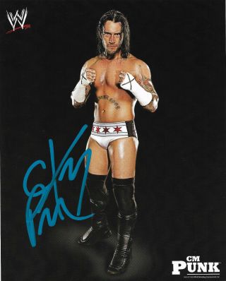 Wwe Cm Punk Hand Signed Autographed 8x10 Black Promo Photo With Rare