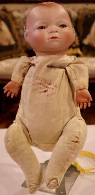 14 " Antique German Bisque Bye Lo Character Baby Doll Fixer Upper W/orig Mkd Body