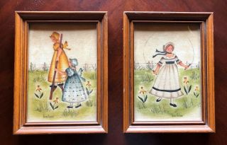 Vintage Jean Henry Theorem Painting Jump Rope/stilts Children Pair Framed