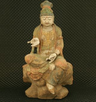Big Rare Chinese Old Wood Blessing Kwan - Yin Buddha Statue Figure Collectable