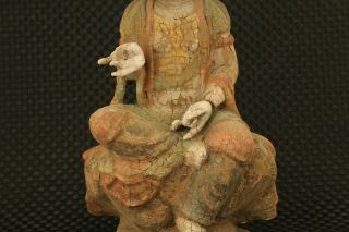 big rare chinese old wood blessing kwan - yin buddha statue figure collectable 3