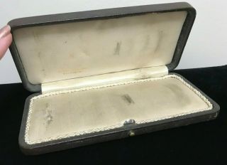 Vintage Antique Hinged Push Button Jewelry Presentation Lined Storage Box Brown