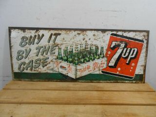 Rare 7up Cola 30 " X 12 " Store 24 Soda Bottle Case Graphics Tin Sign
