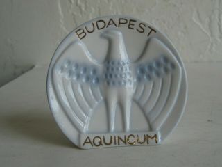 Vtg Budapest Aquincum Turul Porcelain Statue Plaque Emblem Herend? Hungary Rare